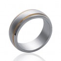 Bague alliance homme acier 316 L 3 microns bicolore