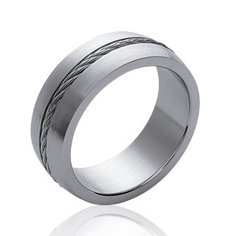Bague alliance homme acier 316 L câble