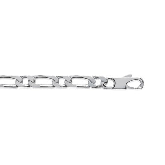 Bracelet argent 925/000 maille figaro 1 maillon diamantée 4 faces