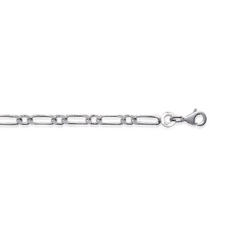 Bracelet argent 925/000 rhodiée maille figaro 1 maillon diamantée 4 faces
