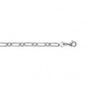 Bracelet argent 925/000 rhodiée maille figaro 1 maillon diamantée 4 faces