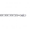 Chaîne argent 925/000 rhodiée maille figaro diamantée 1 maillon 4 faces 