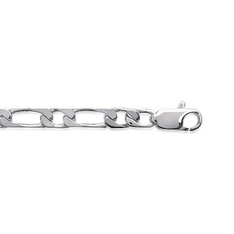 Bracelet argent 925/000 rhodiée maille figaro 1 maillon diamantée 4 faces