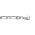 Bracelet argent 925/000 rhodiée maille figaro 1 maillon diamantée 4 faces