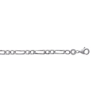 Bracelet argent 925/000 rhodiée maille figaro 2 maillons diamantée 4 faces
