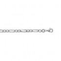 Bracelet argent 925/000 rhodiée maille figaro 2 maillons diamantée 4 faces