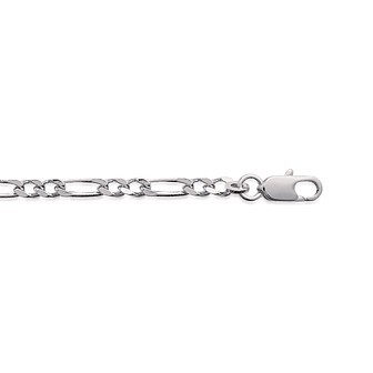 Bracelet argent 925/000 rhodiée maille figaro 2 maillons diamantée 4 faces