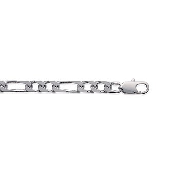 Bracelet argent 925/000 rhodiée maille figaro 2 maillons diamantée 4 faces