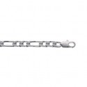 Bracelet argent 925/000 rhodiée maille figaro 2 maillons diamantée 4 faces