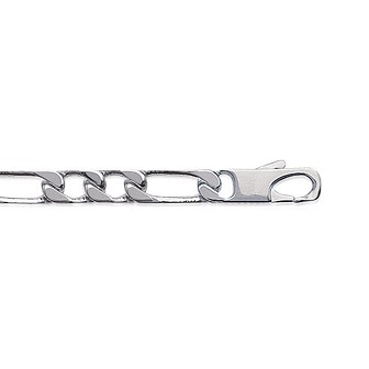 Bracelet argent 925/000 rhodiée maille figaro 2 maillons diamantée 4 faces