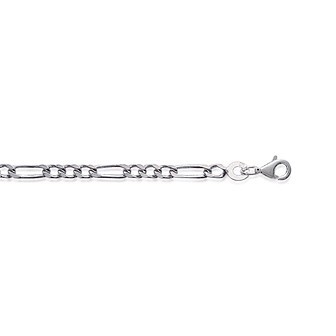 Bracelet argent 925/000 rhodiée maille figaro 3 maillons diamantée 4 faces
