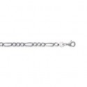 Bracelet argent 925/000 rhodiée maille figaro 3 maillons diamantée 4 faces