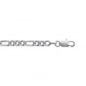 Bracelet argent 925/000 rhodiée maille figaro 3 maillons diamantée 4 faces