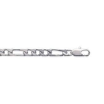 Bracelet argent 925/000 rhodiée maille figaro 3 maillons diamantée 4 faces