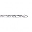 Bracelet argent 925/000 rhodiée maille figaro 3 maillons diamantée 4 faces