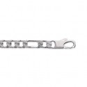Bracelet argent 925/000 rhodiée maille figaro 3 maillons diamantée 4 faces