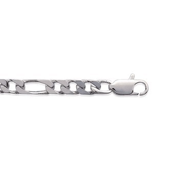Bracelet argent 925/000 rhodiée maille figaro 3 maillons diamantée 4 faces