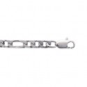 Bracelet argent 925/000 rhodiée maille figaro 3 maillons diamantée 4 faces