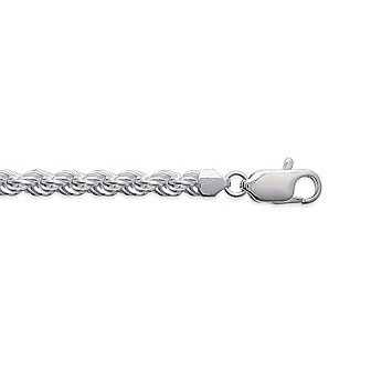 Bracelet argent 925/000 rhodiée maille corde ronde