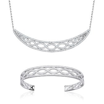 Collier argent 925/000 rhodiée oz micro serti