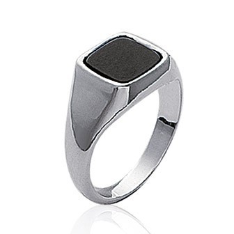 Bague argent 925/000 rhodiée imitation onyx