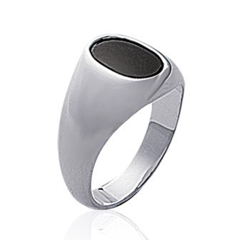 Bague argent 925/000 rhodiée imitation onyx