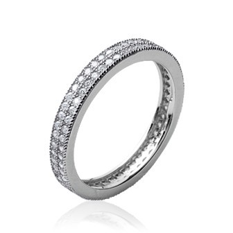 Bague alliance argent 925/000 rhodiée oz micro serti