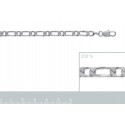 Chaîne argent 925/000 rhodiée maille figaro diamantée 1 maillon 4 faces 