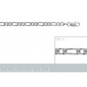 Chaîne argent 925/000 rhodiée maille figaro diamantée 2 maillons 4 faces 