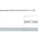 Bracelet argent 925/000 rhodiée maille figaro 3 maillons diamantée 4 faces