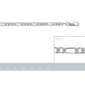 Chaîne argent 925/000 rhodiée maille figaro diamantée 3 maillons 4 faces