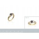 Bague plaqué-or 750/000 5 microns oz bicolore pierres véritables