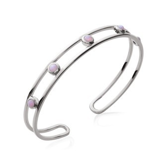 Jonc argent 925/000 rhodiée pierre synthétique