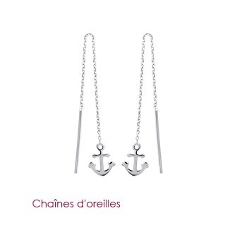 Chaîne d'oreilles argent rhodiée 925/000