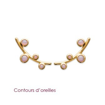 Contour d'oreilles plaqué-or 750/000 3 microns pierre synthétique 25QSD80