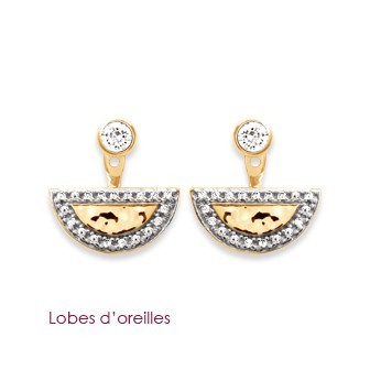 Lobes d'oreilles plaqué-or 750/000 3 microns oz bicolore