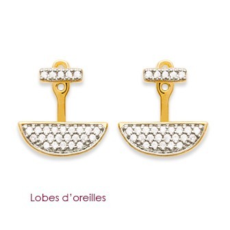 Lobes d'oreilles plaqué-or 750/000 3 microns bicolore oz 25QSD11