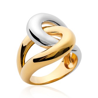 Bague plaqué-or 750/000 3 microns bicolore CBDDCAB
