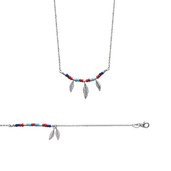 Collier collection indien en argent rhodiée et pierres synthétiques-IHBJGBEF