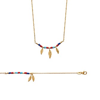 Collier plaqué-or 750/000 3 microns et pierres synthétiques-JHBJGBEF