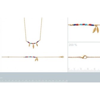 Collier plaqué-or 750/000 3 microns et pierres synthétiques-JHBJGBEF