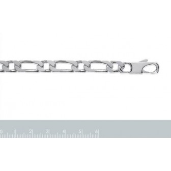 Bracelet argent 925/000 maille figaro 1 maillon diamantée 4 faces
