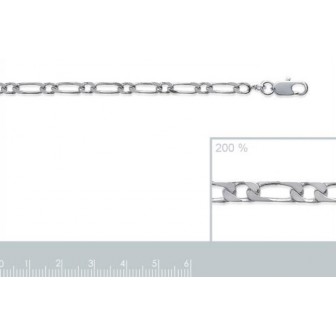 Chaîne argent 925/000 rhodiée maille figaro 1 maillon diamantée 4 faces
