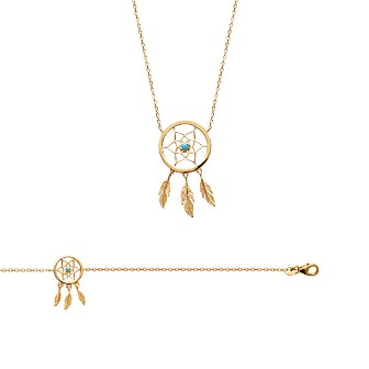 Collier femme plaqué-or 750/000 3 microns et pierres synthétiques 97175745