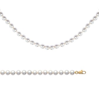 Collier femme plaqué-or 750/000 3 microns et imitation perles Majorque 45HJK50