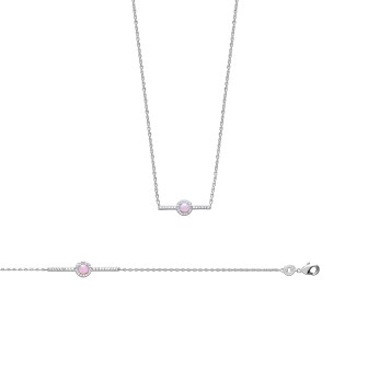 Collier femme argent rhodiée 925/000 oz pierres synthétiques 87187145