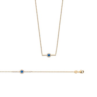 Collier femme plaqué-or 750/000 3 microns oz pierres synthétiques 971JKL45