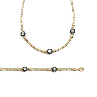 Collier femme plaqué-or 750/000 3 microns oz pierres synthétiques 97006042