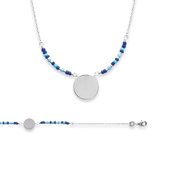 Collier femme argent rhodiée 925/000 oz pierres synthétiques 873JKL45