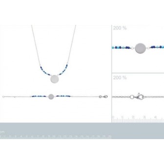 Collier femme argent rhodiée 925/000 oz pierres synthétiques 87300245